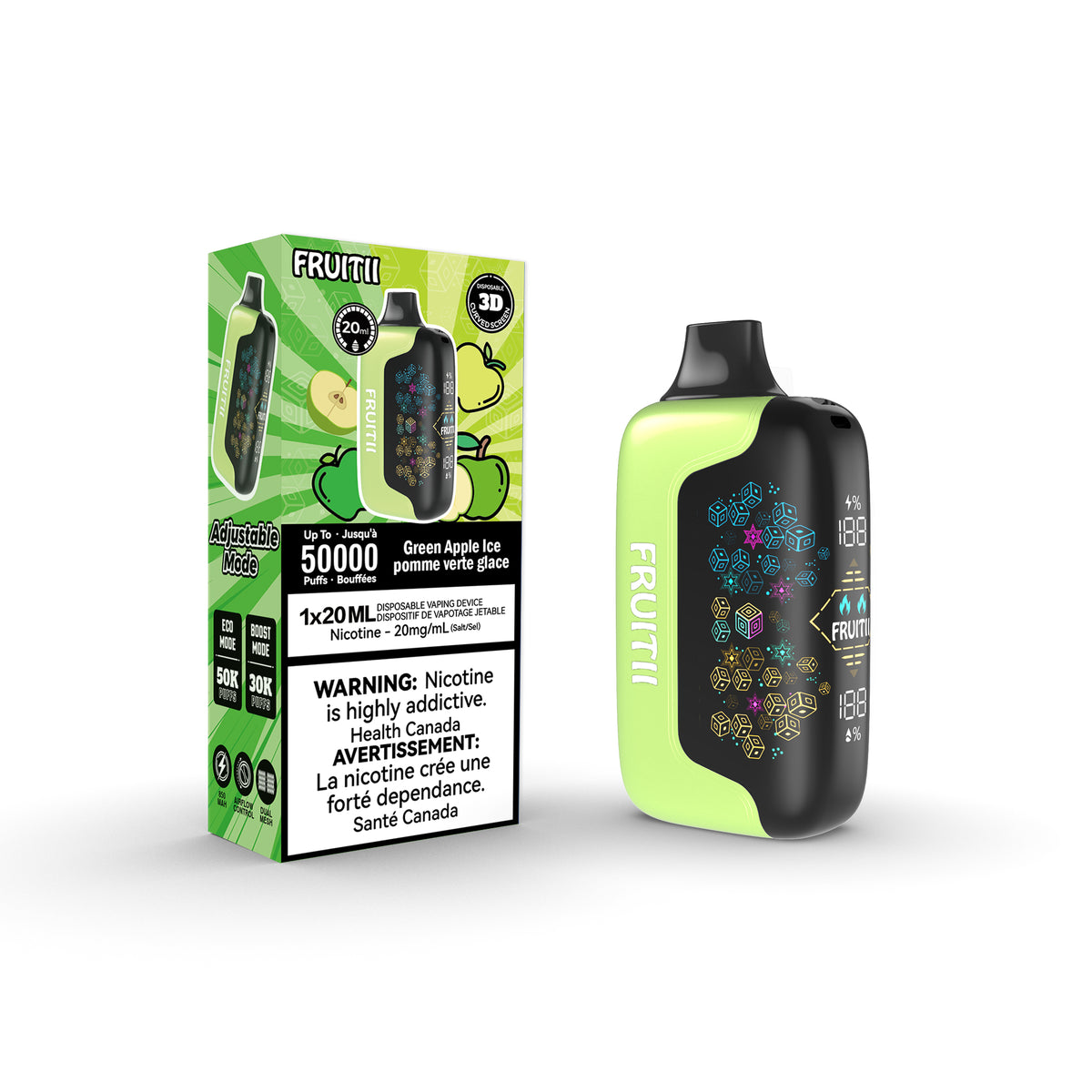 Fruitii 50K (50000) Disposable Vape - Green Apple Ice Fruitii Vape Fruitii 50K (50000) Disposable Vape - Green Apple Ice Fruitii Vape